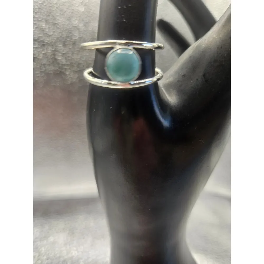 Larimar Ring Sterling Silver 925 Stamped Sz 11.5